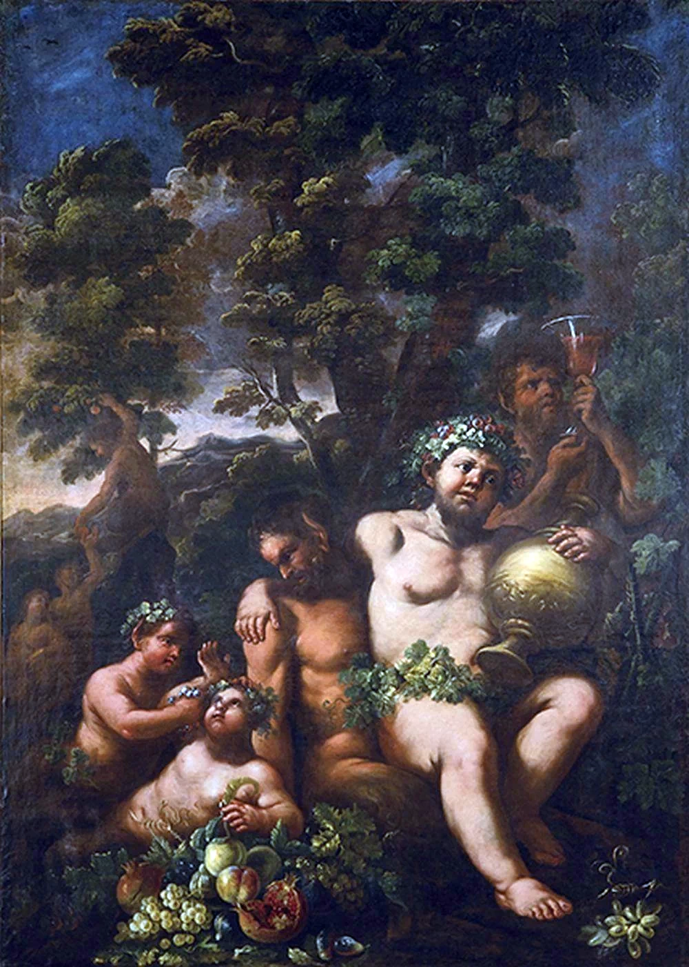 Dionisio bambino di fronte a un paesaggio - attribuito
